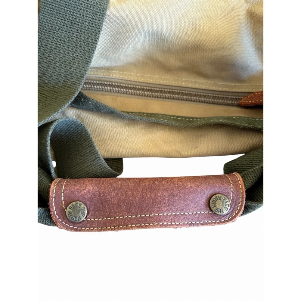 The North Face Leather Canvas Duffle Bag Tan Brown Vintage USA 29x18‎ Vtg